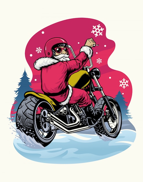 Download Retro vintage santa claus riding chopper motorcycle ...