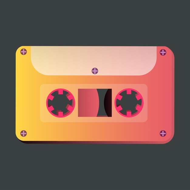 Premium Vector | Retro yellow-pink cassette tape.