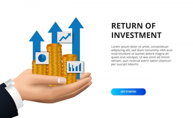 Premium Vector | Return of investment growth success arrow with hand ...