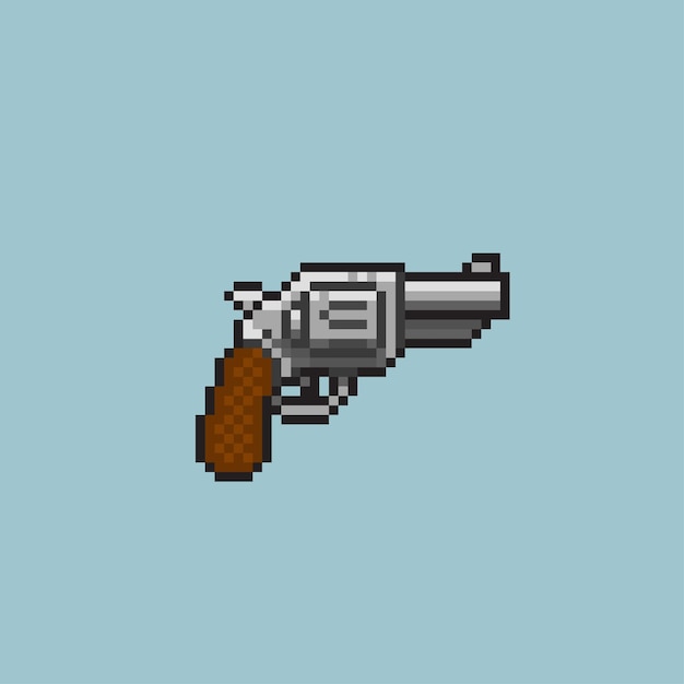 Premium Vector | Revolver gun in pixel art style