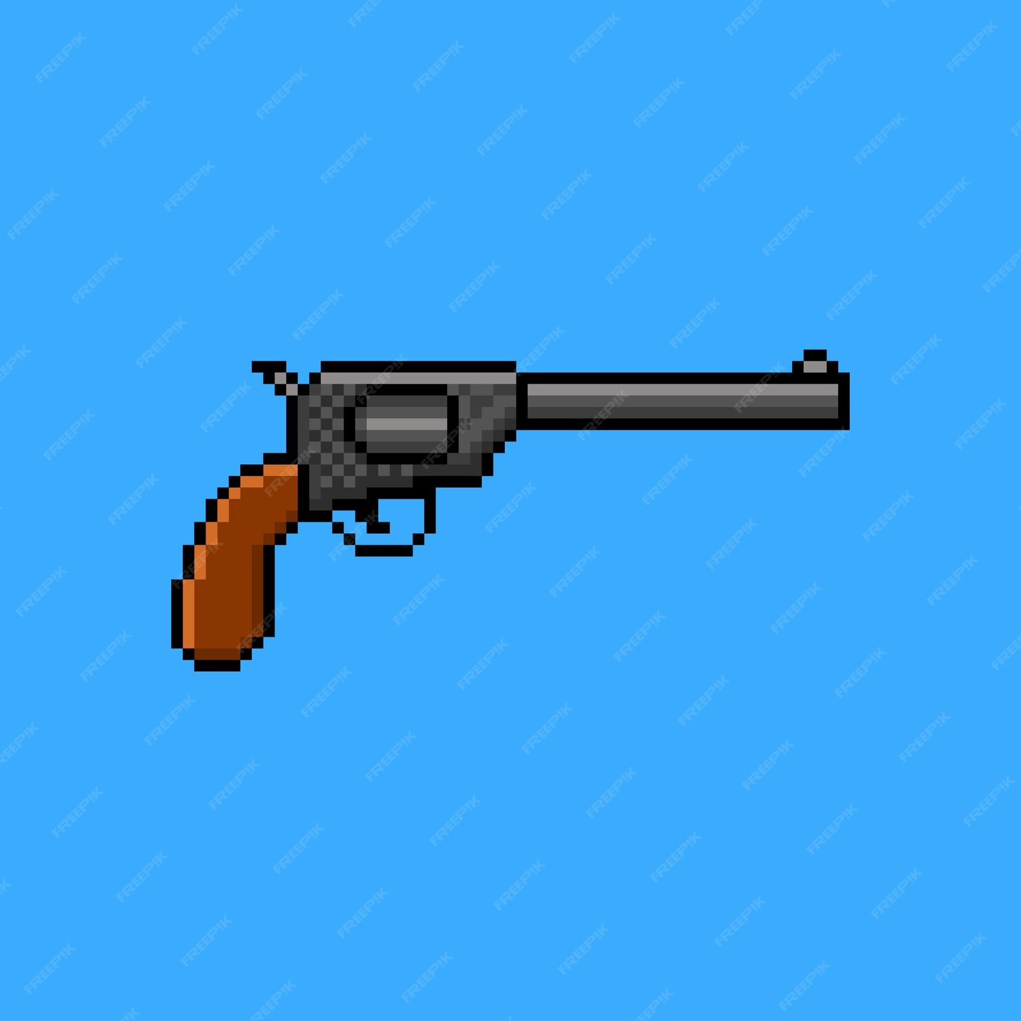 Premium Vector | Revolver gun pixel art