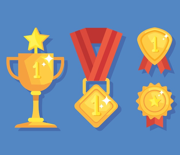 Premium Vector | Reward medals and trophy