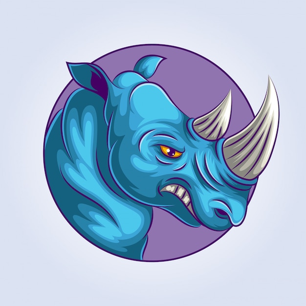 Rhino mascot logo illustration | Premium Vector