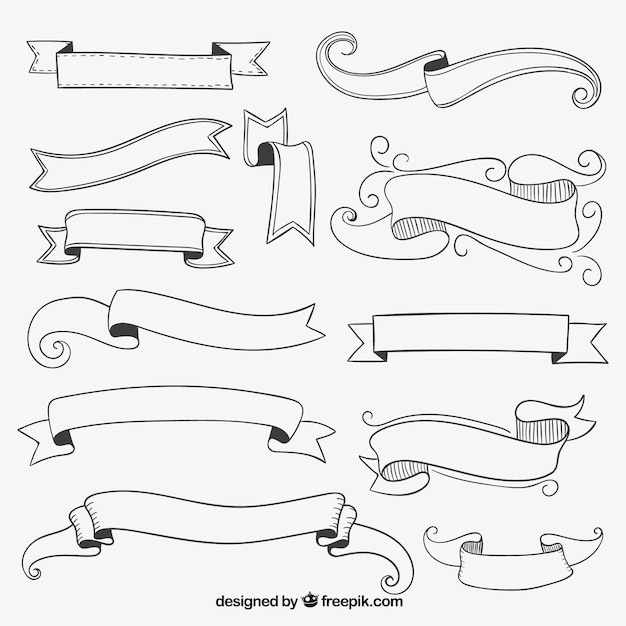 Premium Vector | Ribbon banners in hand drawn style