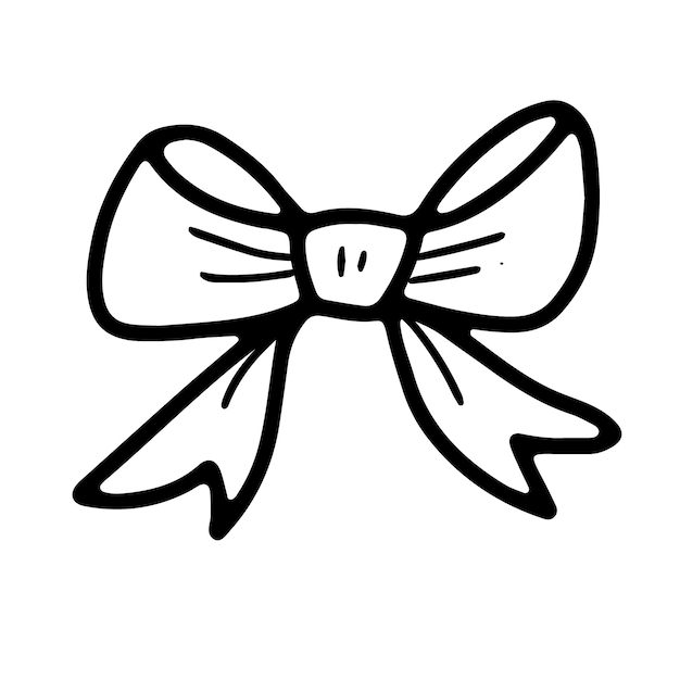 Premium Vector | Ribbon bow with black outline doodle style