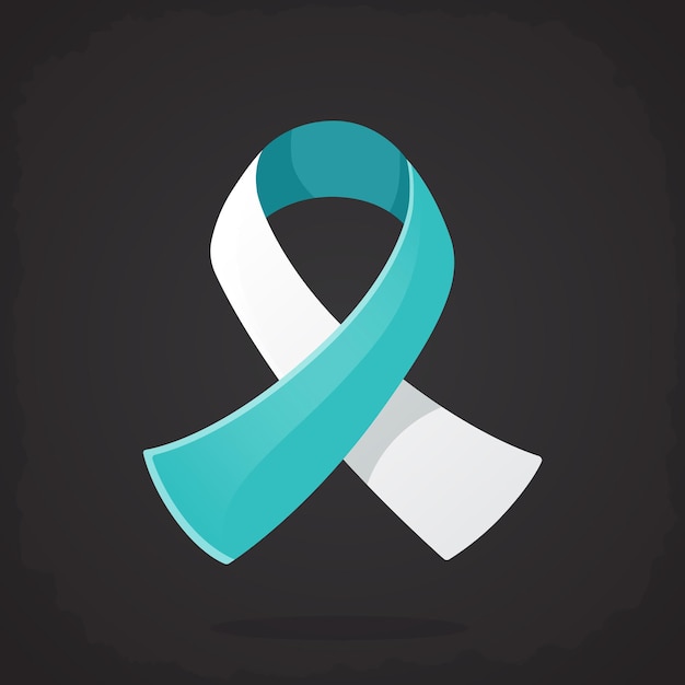 Premium Vector | Ribbon at teal and white color symbol of cervical ...