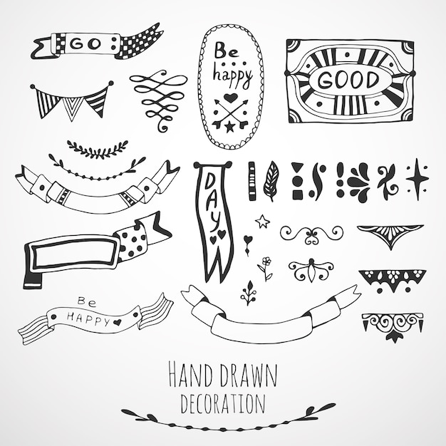 premium vector ribbons border and frames collection cute hand drawn design elements vector doodle set https www freepik com profile preagreement getstarted 1393120