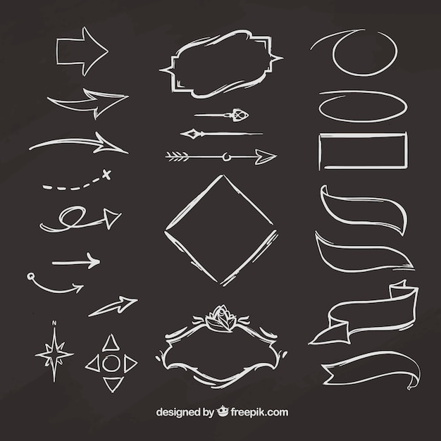 Download Ribbons frames and arrows collection in chalkboard style ...