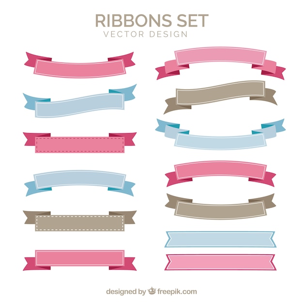 Free Vector | Ribbons set in three colors