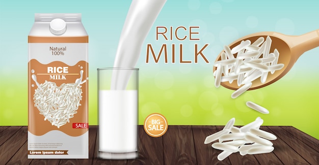 Premium Vector | Rice milk mockup