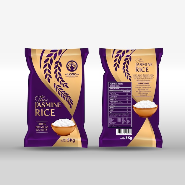 Download Premium Vector | Rice package mockup thailand food ...