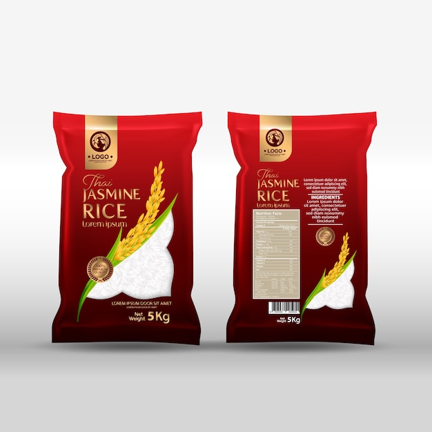 Download Premium Vector | Rice package mockup thailand food products illustration