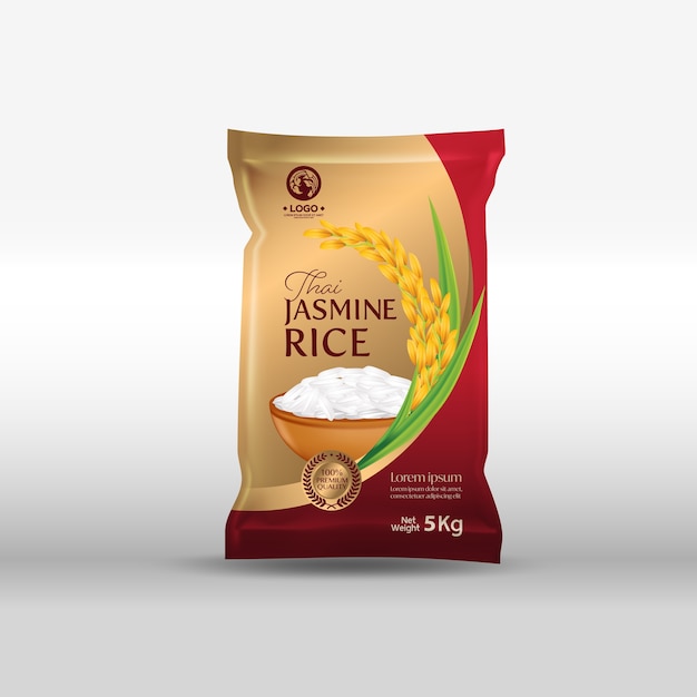 Download Premium Vector | Rice package mockup thailand food products illustration