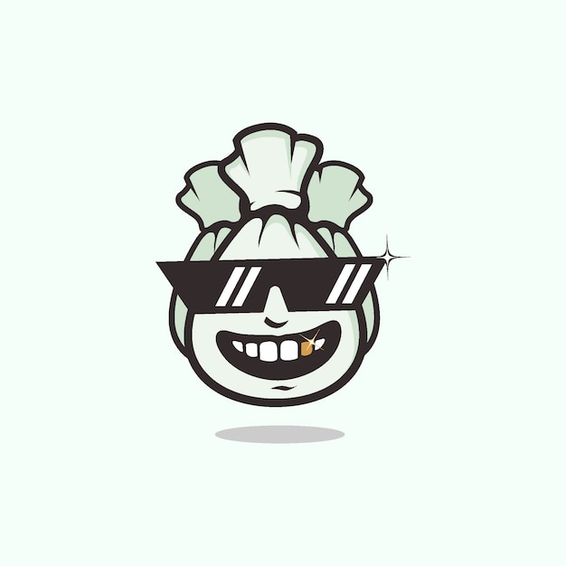 Rich People Symbol With Money Bag Using Cool Eyeglass Mascot Logo