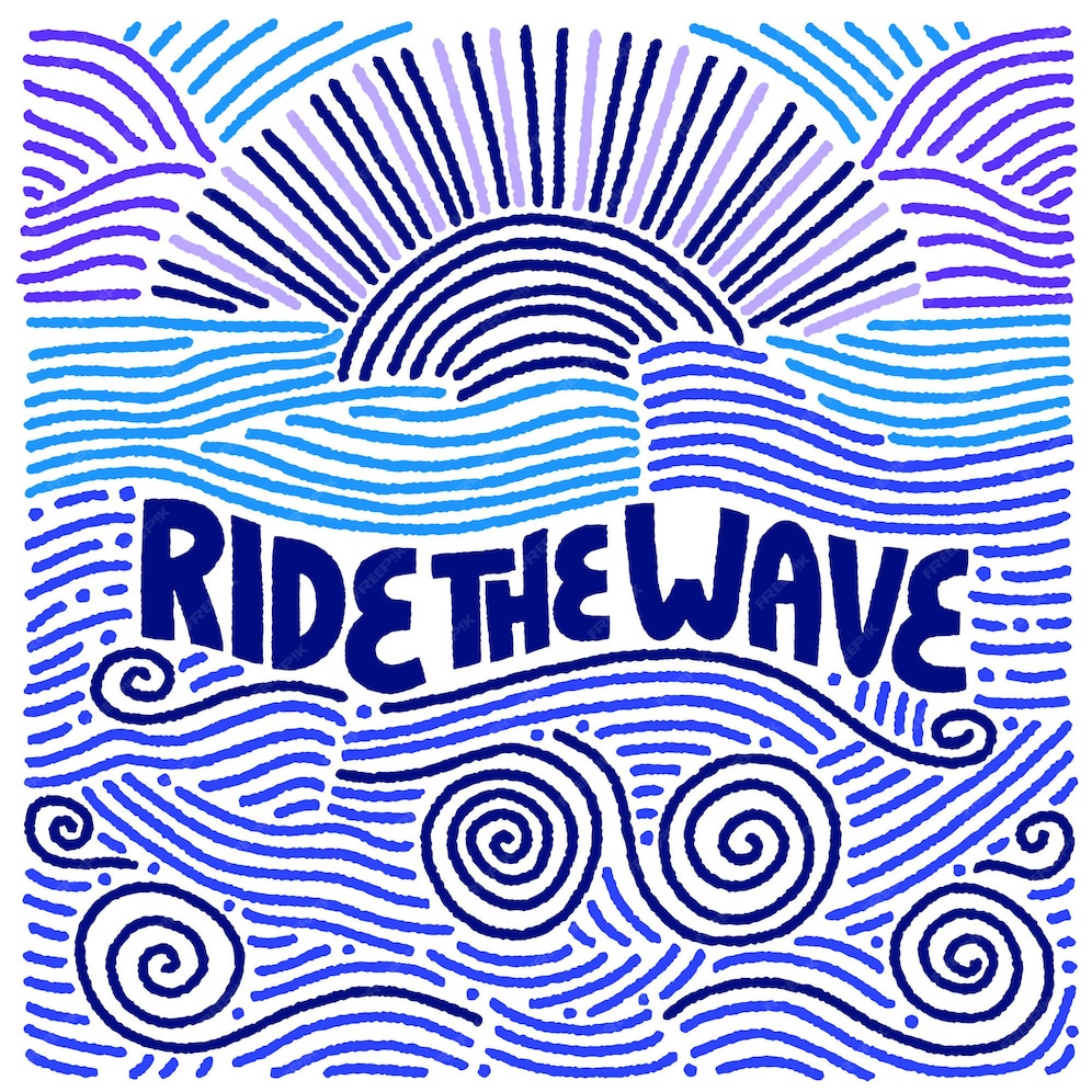 Premium Vector | Ride the wave inspirational summer quote handdrawn ...