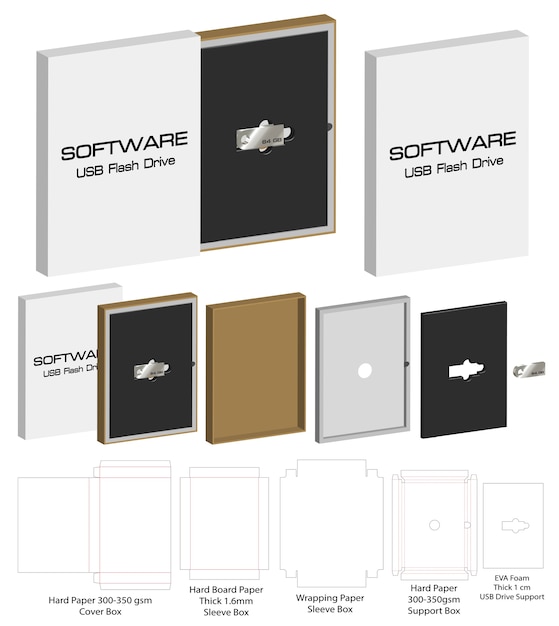 Download Rigid box for flash drive packaging die-cut mockup ...