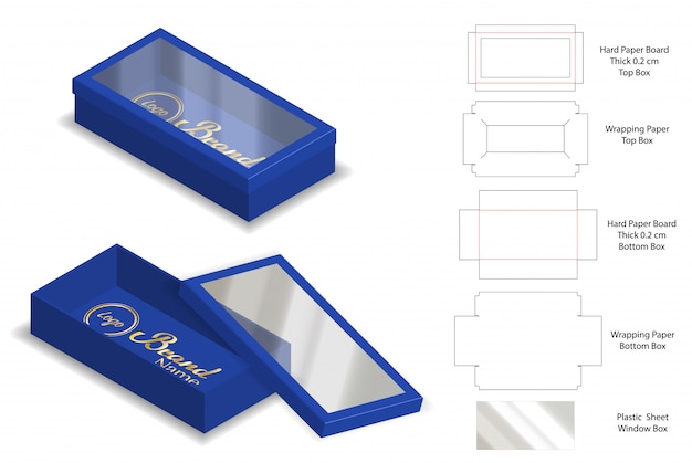 Download Premium Vector | Rigid box packaging die cut template 3d ...