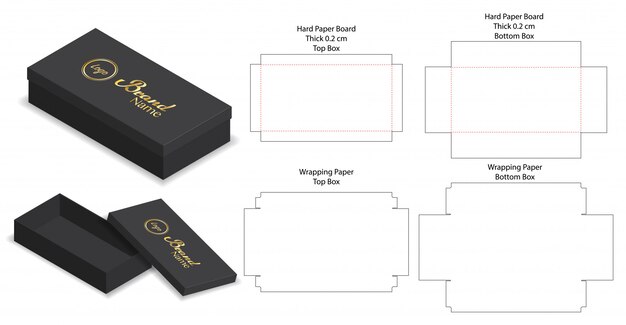 Download Rigid box packaging die cut template 3d mockup Vector ...
