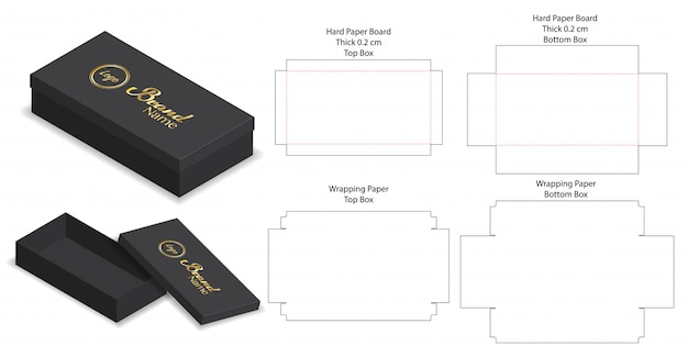 Download Rigid box packaging die cut template 3d mockup Vector ...