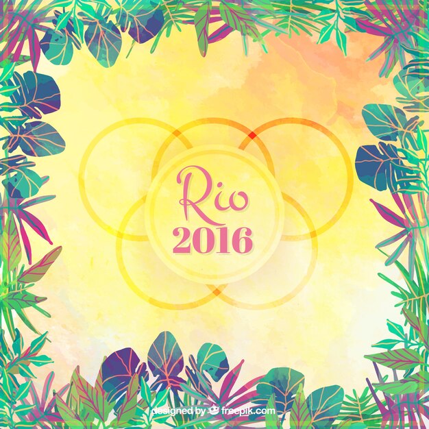 Rio 2016 background with leaves frame