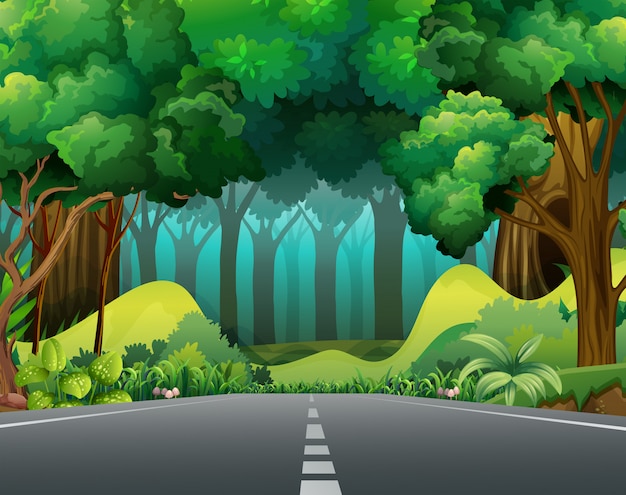 Free Vector | Road to the forest