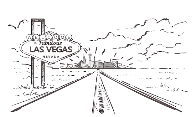 Premium Vector | Road to the las vegas landscape