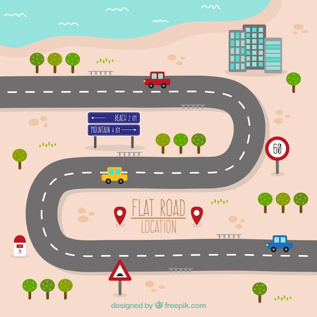 Premium Vector Road map in flat design