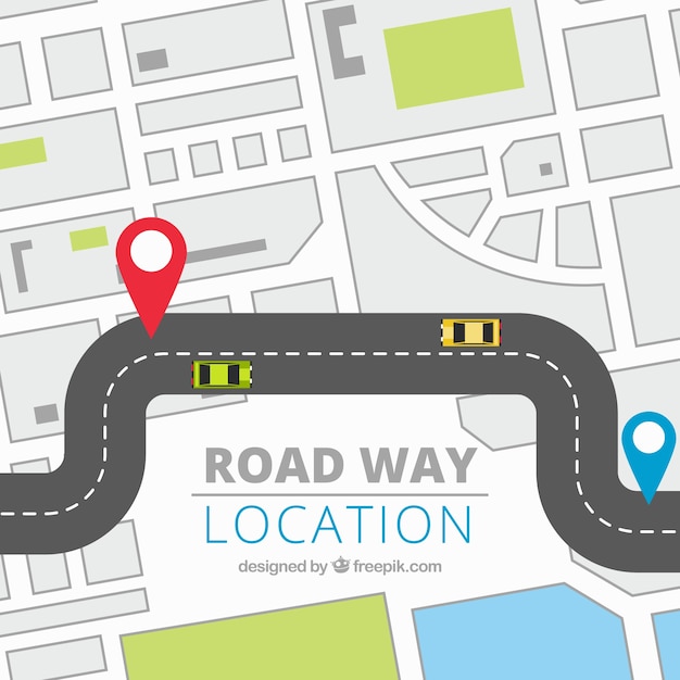 Road map with pointers in flat style | Free Vector