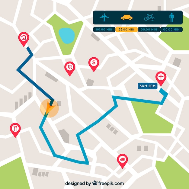 Road map with pointers in flat style Free Vector Road map with pointers in flat style Free Vector