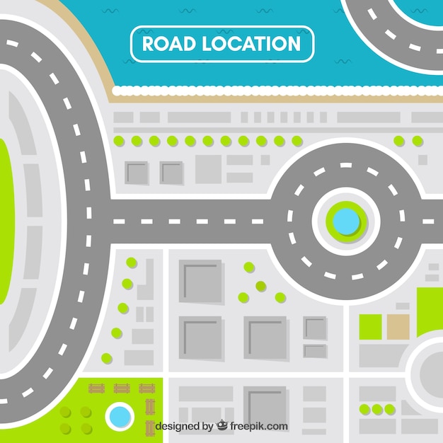 Premium Vector | Road map with roundabout