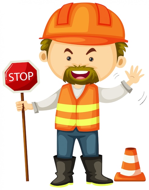 Download Free Road Worker With Stop Sign Free Vector Use our free logo maker to create a logo and build your brand. Put your logo on business cards, promotional products, or your website for brand visibility.