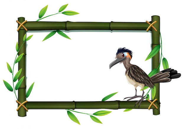 A roadrunner on bamboo frame Free Vector