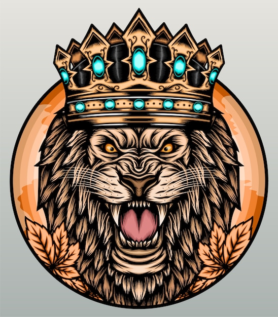 Download Premium Vector | Roaring lion with crown.