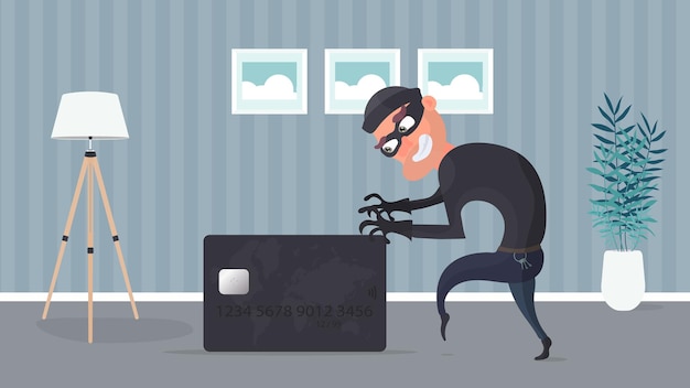 Premium Vector The Robber Steals A Bank Card The Thief Is Trying To Steal A Bank Card Good For The Topic Of Security Robbery Scam And Fraud Vector