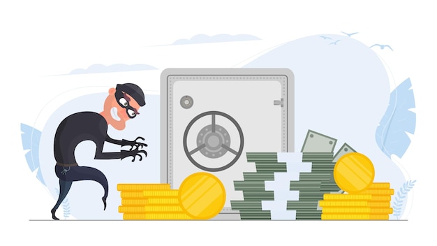 Premium Vector | The Robber Steals Money. The Criminal Steals Gold ...