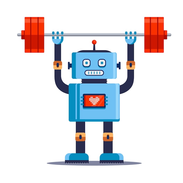 Premium Vector Robot Athlete Lifts Weights Illustration Isolated On White Background