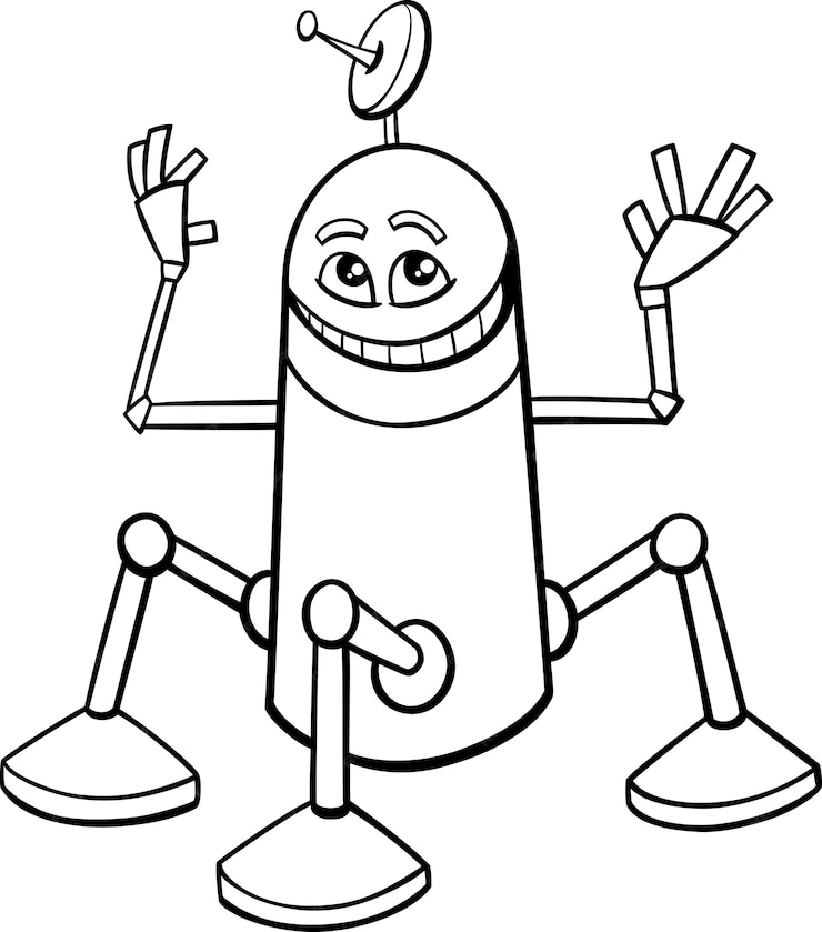 Premium Vector | Robot cartoon coloring book