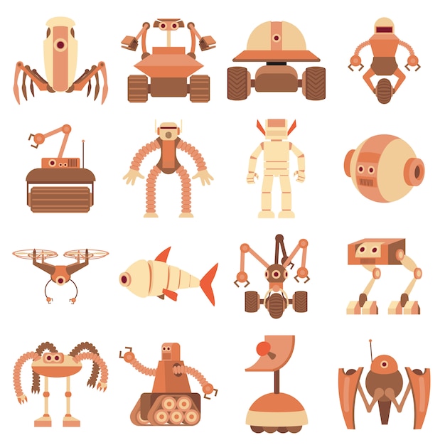 Robot forms icons set Premium Vector
