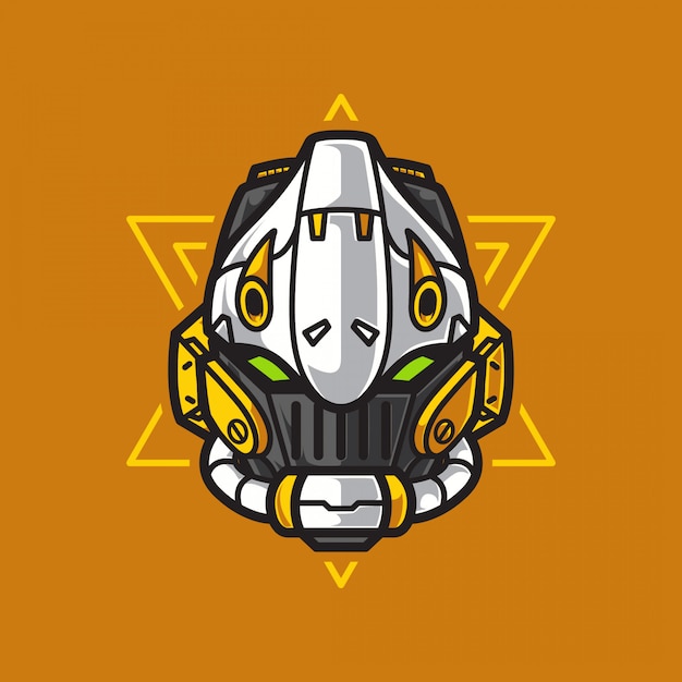 Premium Vector | Robot soldier head warrior logo with geometrical ...