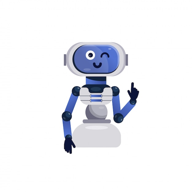 ロボットおもちゃ 陽気なチャットボット アンドロイドのおもちゃを笑顔 フレンドリーなロボットが分離されました 子供はフラットスタイルのイラスト をベクトルします デザインのためのかわいいロボットキャラクター オンラインボットアシスタント プレミアム