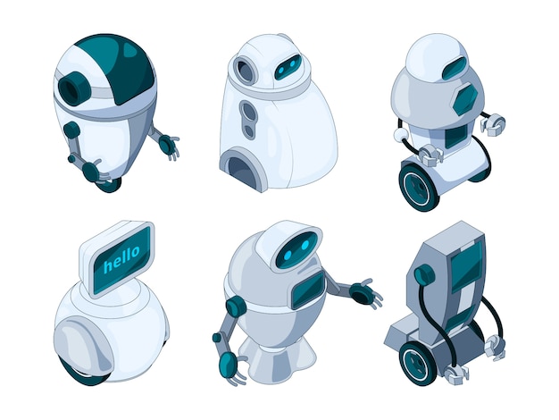 Premium Vector | Robots assistant set