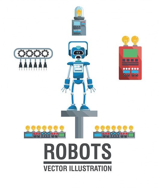 Premium Vector | Robots industry engineering technology poster