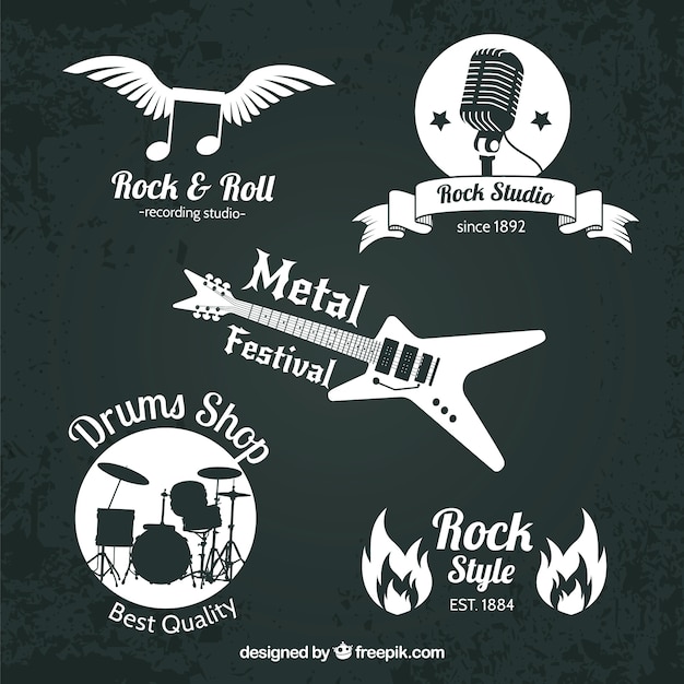 Rock logo collection with flat design | Free Vector