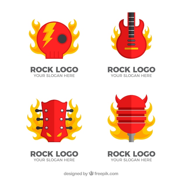 Rock logo collection with flat design Vector | Free Download