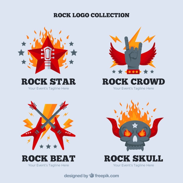 Download Free Download Free Rock Logo Collection With Flat Design Vector Freepik Use our free logo maker to create a logo and build your brand. Put your logo on business cards, promotional products, or your website for brand visibility.