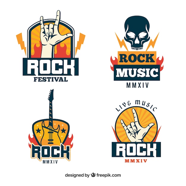 Download Free Download This Free Vector Rock Logo Collection With Flat Design Use our free logo maker to create a logo and build your brand. Put your logo on business cards, promotional products, or your website for brand visibility.