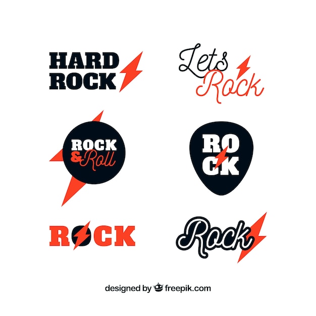 Rock logo collection with flat design | Free Vector