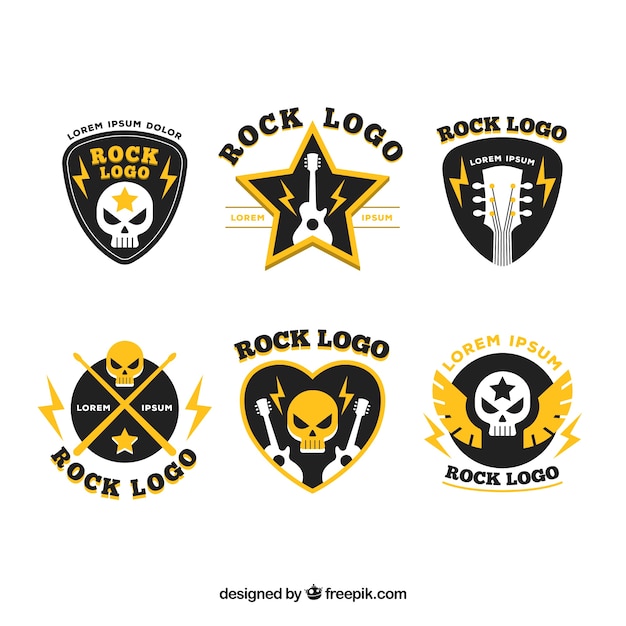 Rock logo collection with flat design | Free Vector