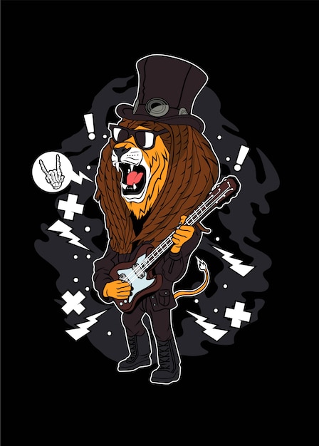 Premium Vector | Rock and roll lion