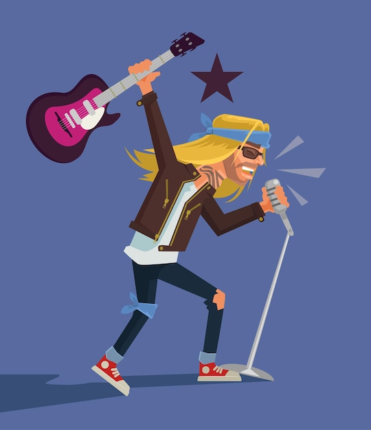 Premium Vector | Rock star flat cartoon illustration